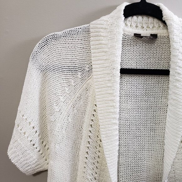 Denver Hayes * Cream Short Sleeve Cardigan * Sz Lg - Picture 4 of 9